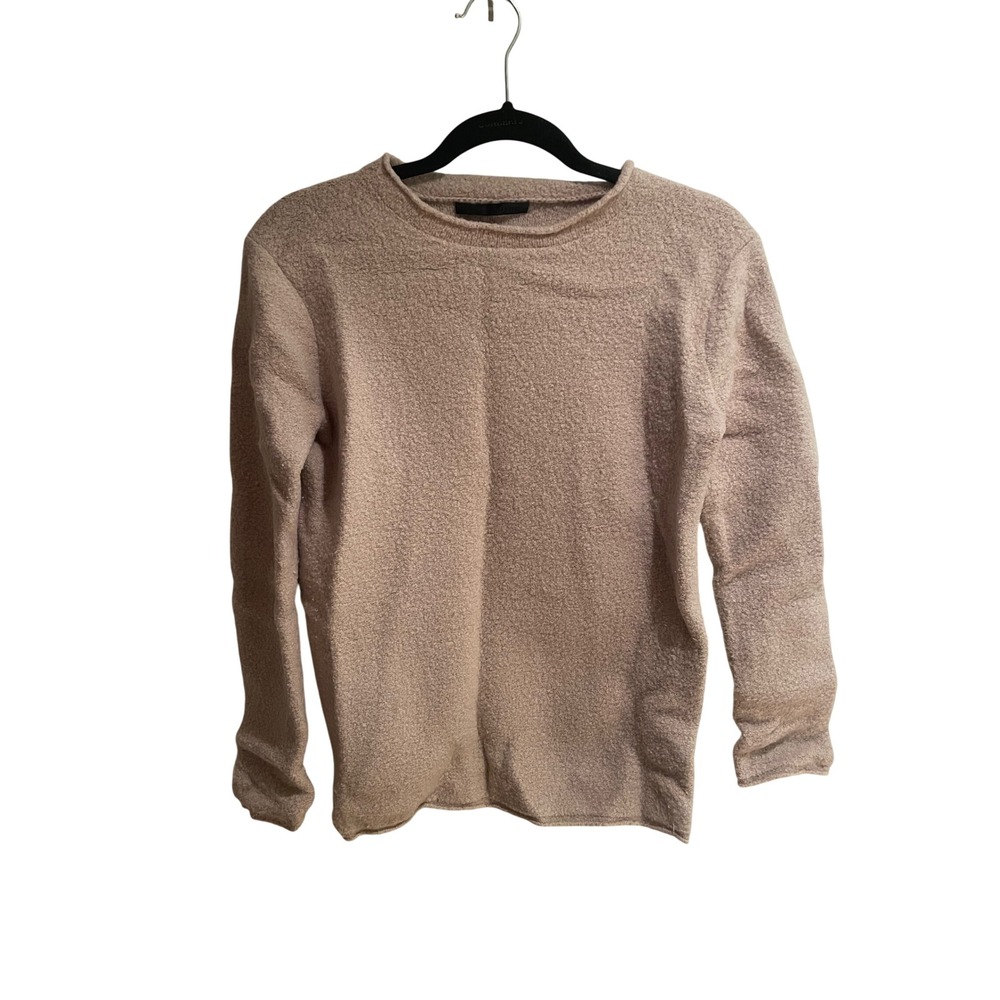 Jenni Kayne Merino Wool Boucle Knit Sweater Oatmeal Pink 479-7354-A20 Small